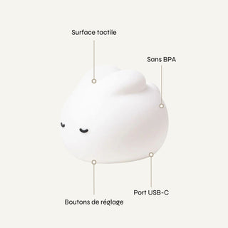 Veilleuse lapin bébé avec lumière LED